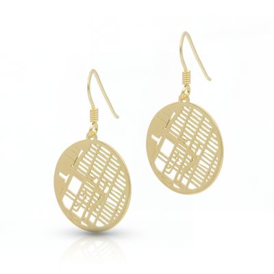 Memories Circle Map Earrings [18K Gold Plated]