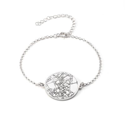 Precious Spot Engraved Map Bracelet [Sterling Silver]