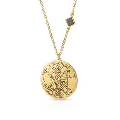 Precious Spot Engraved Map Necklace with Nano Bible [18K Gold Vermeil]
