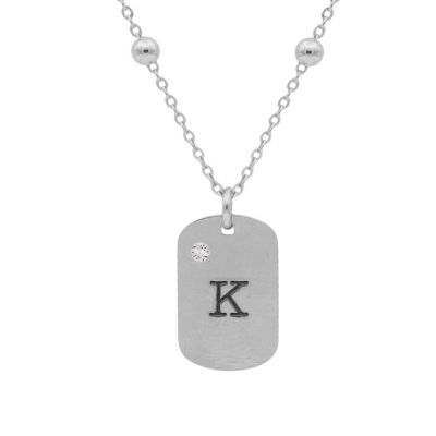 Tag Initial Diamond Necklace [Sterling Silver]