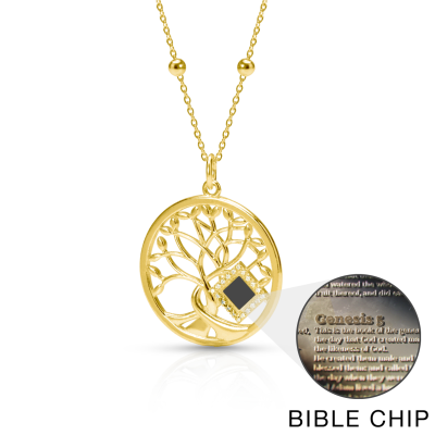 Tree of Life Necklace with Nano Bible [18K Gold Vermeil]