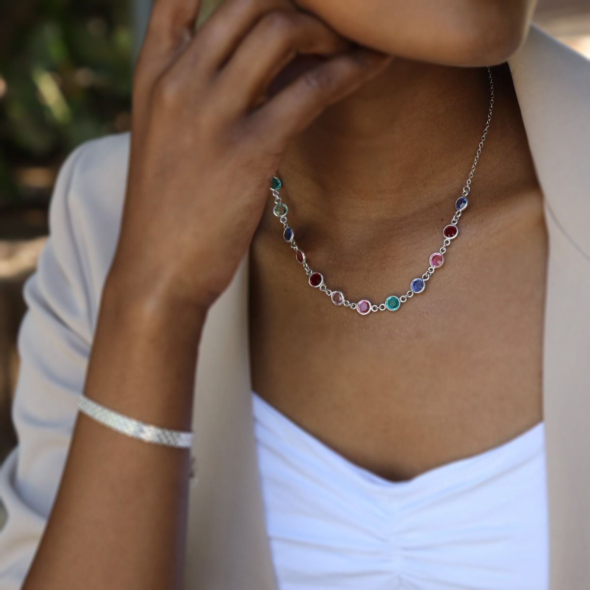 Shining Stars Birthstone Necklace - Sterling Silver