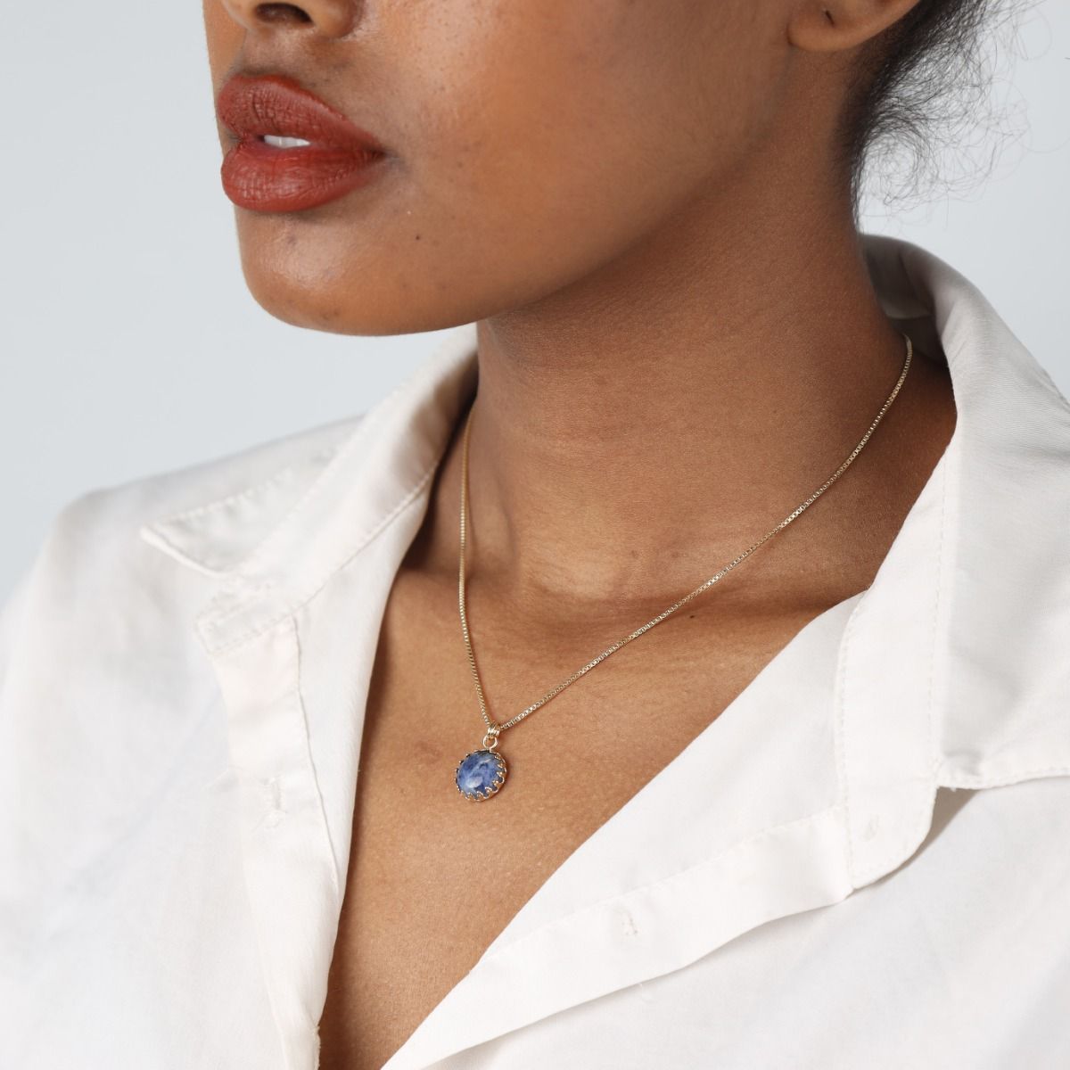 Deep Sea Sodalite Sphere Necklace