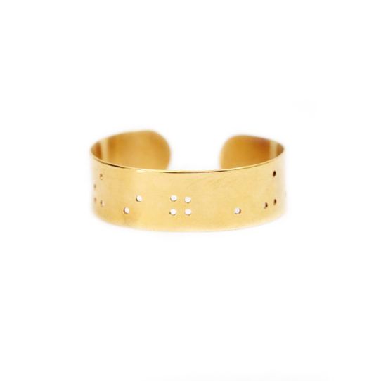 Wide Inspiration Braille Cuff - 14k Gold Plated