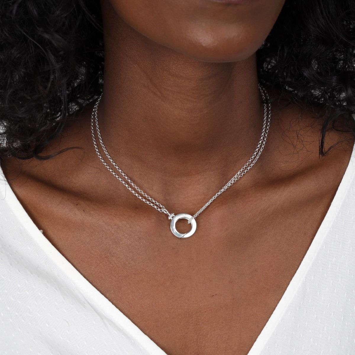 Cara Double Layer Necklace [Sterling Silver] - With Name Charms