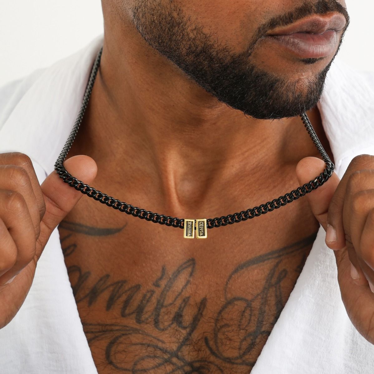 Dark Cuban Link Chain With Names [Gold Plated] - 6MM