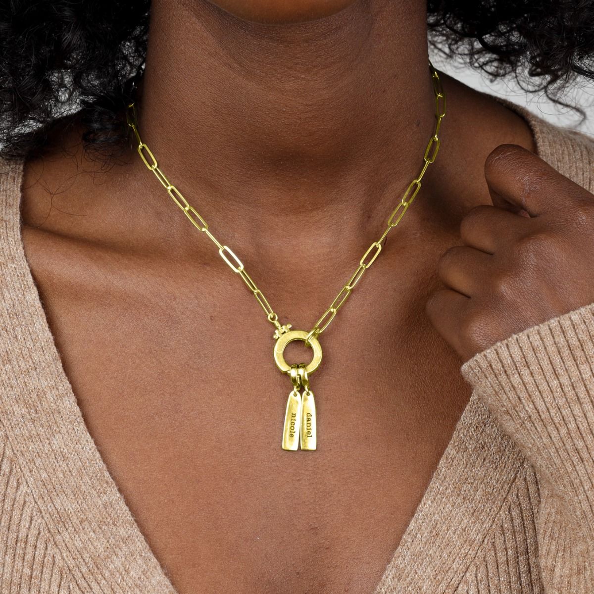 Vertical Bar Name Charm [18K Gold Vermeil]