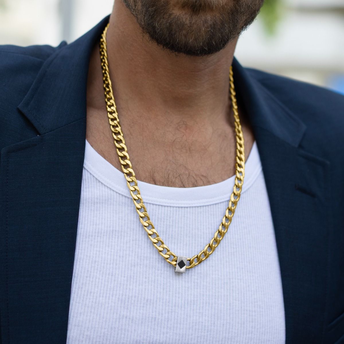 Two-Tone Cuban Link Chain For Men - Silver Nano Bible