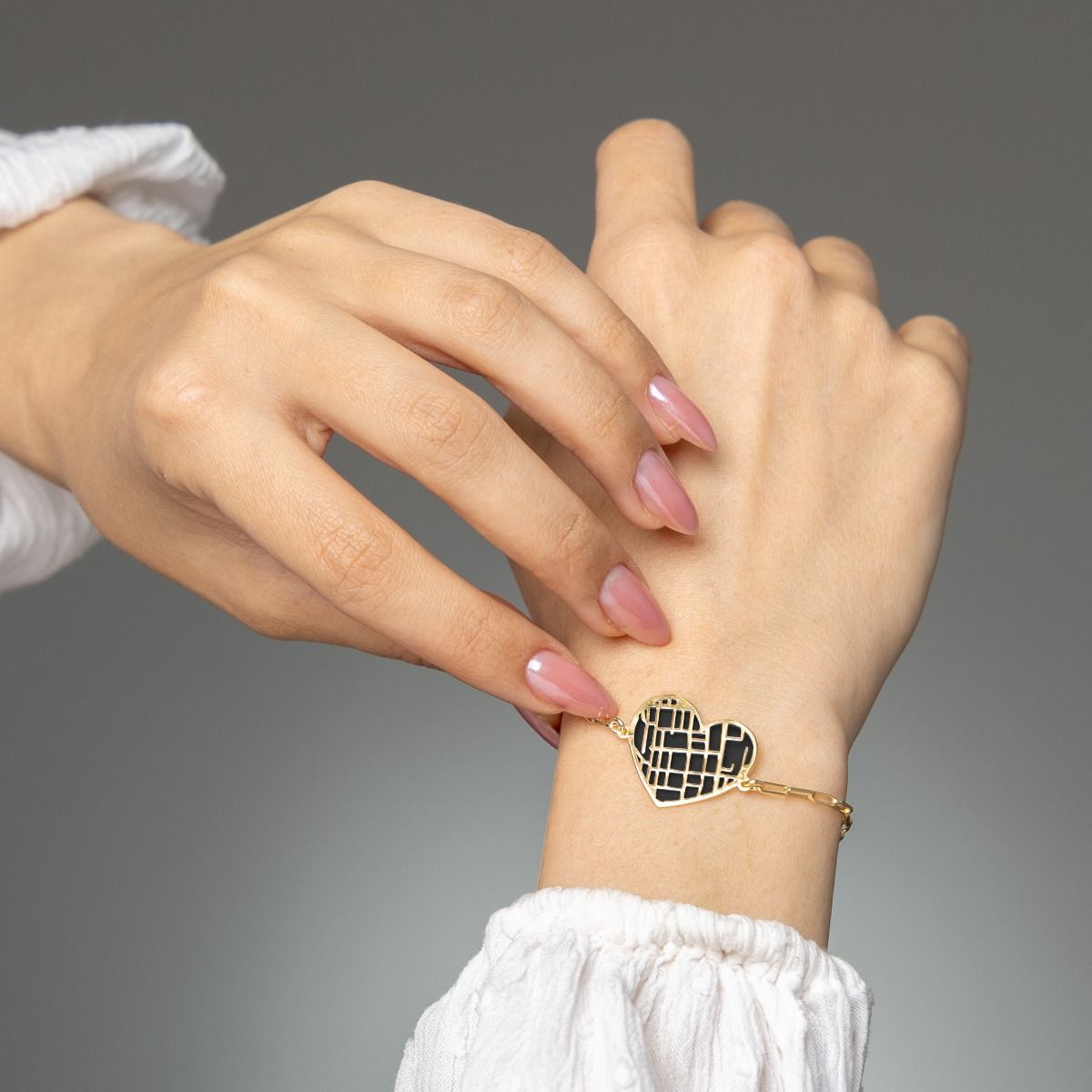 Heart Silhouette Map Bracelet [18K Gold Plated]