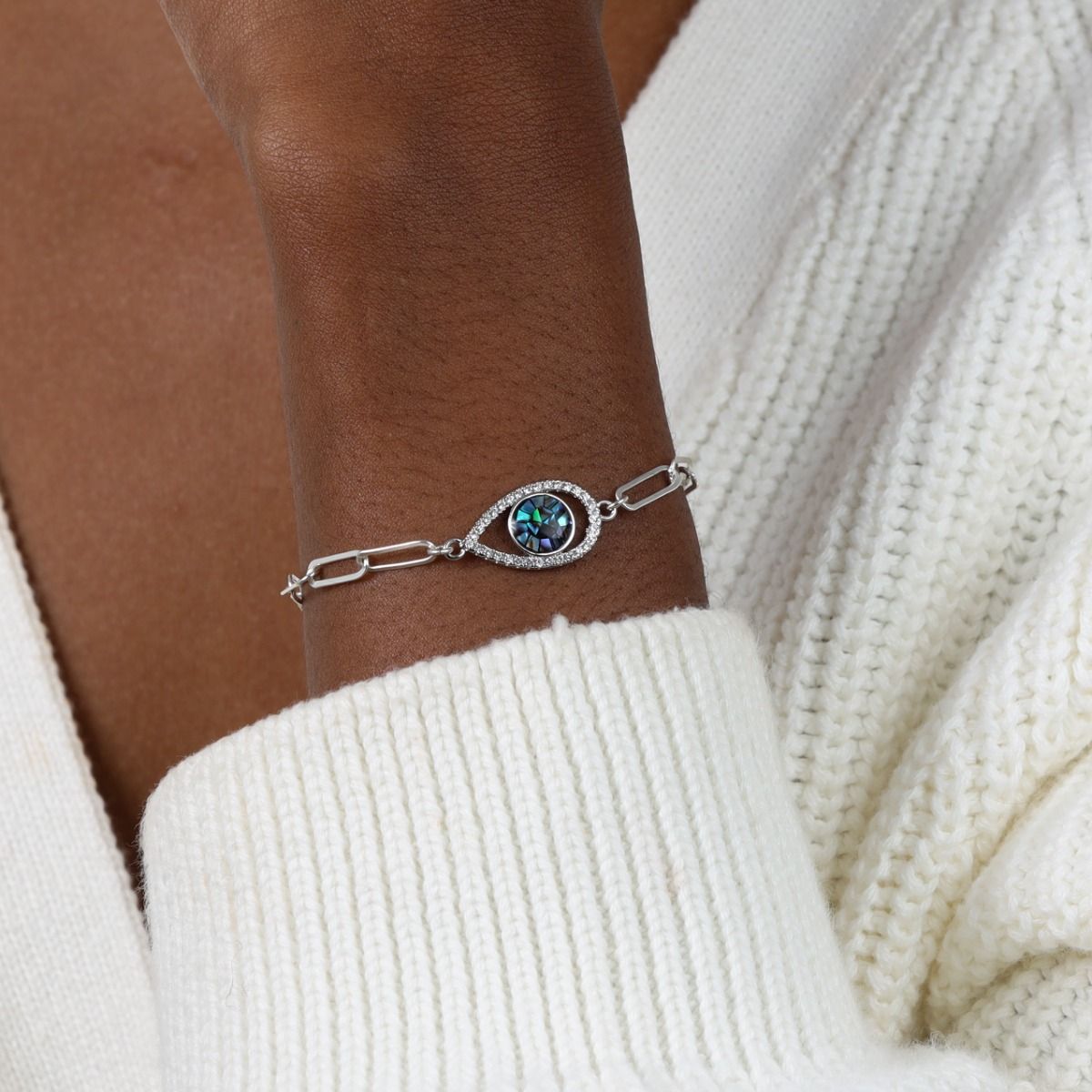 Paperclip Style Hypnos Evil Eye Bracelet