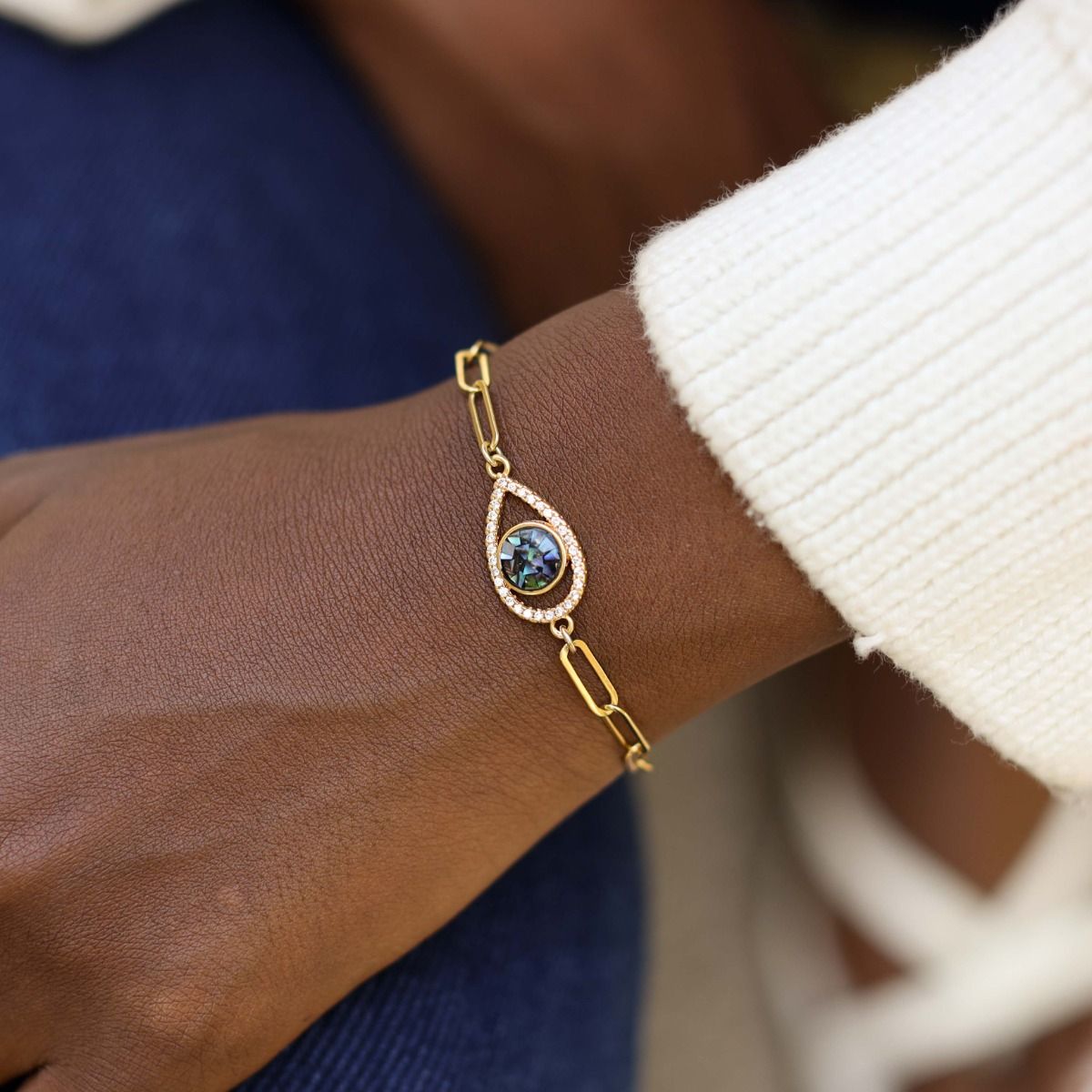 Paperclip Style Hypnos Evil Eye Bracelet [18k Gold Plated]