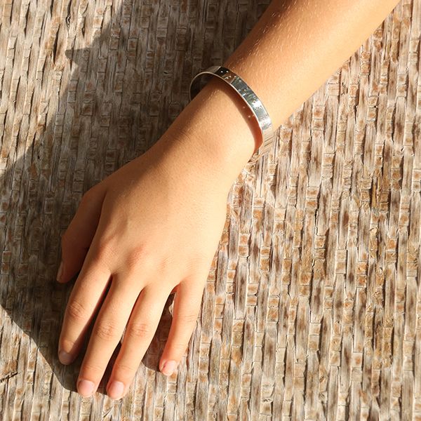 Thin Inspiration Braille Cuff - Silver Plated