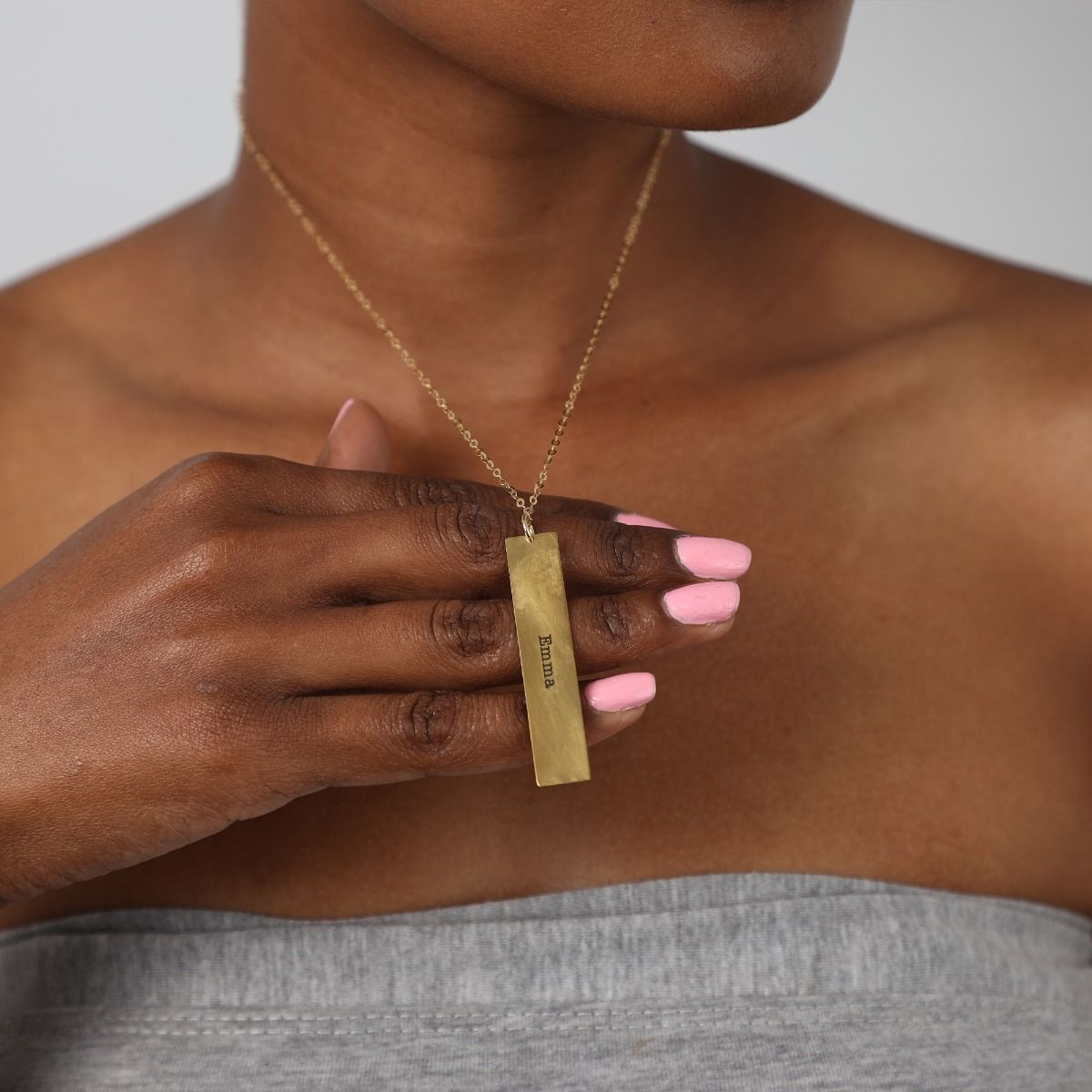 Name and Braille Symmetry Engraved Necklace