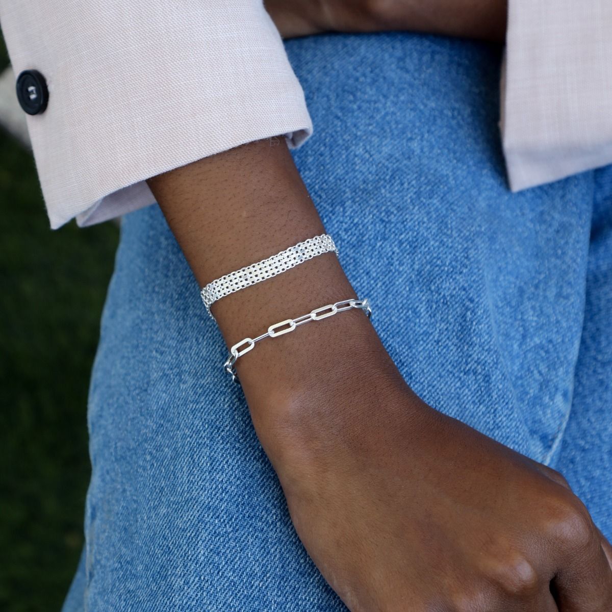 【スビオ様】Slim Link Chain Bracelet Link Chain Bracelet Sterling Silver For Women by Braillo