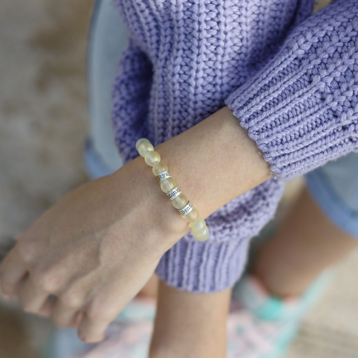Sunflower Braillo Name Bracelet