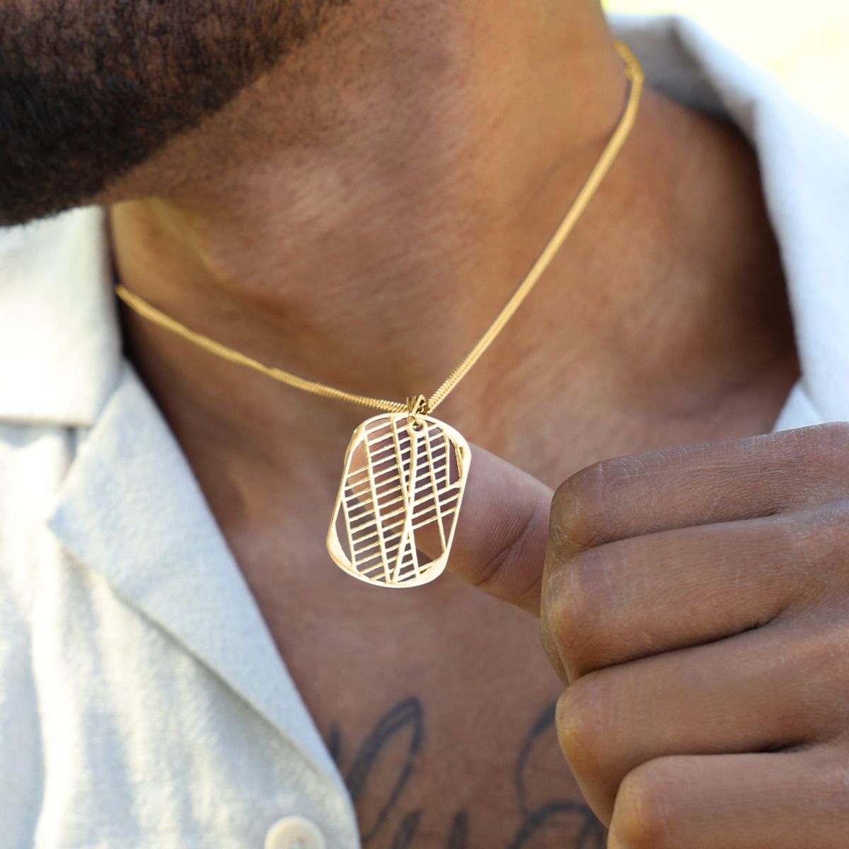 Classic Map Tag Necklace - 18K Gold Plated