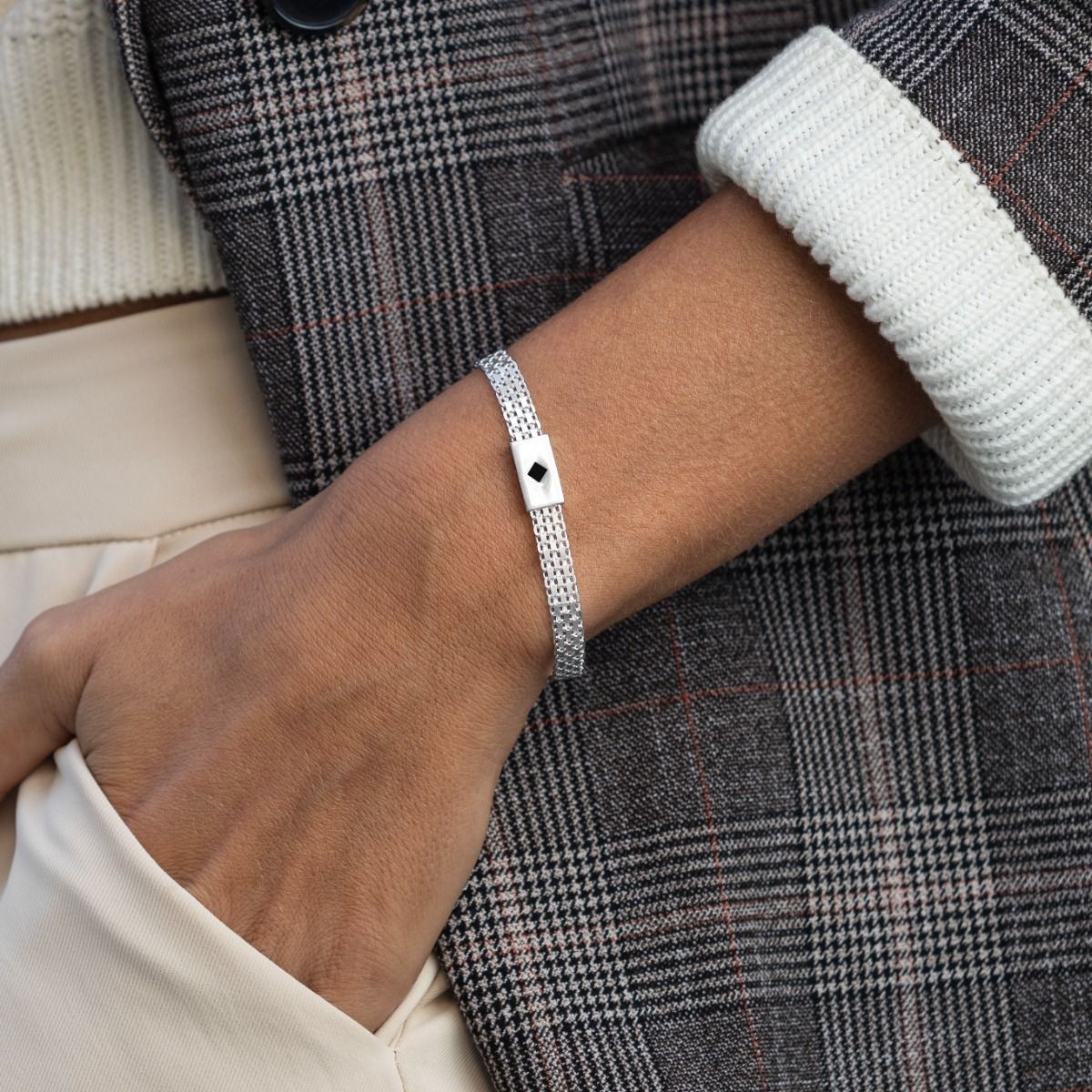 Milanese Chain Bracelet With Nano Bible [Sterling Silver]