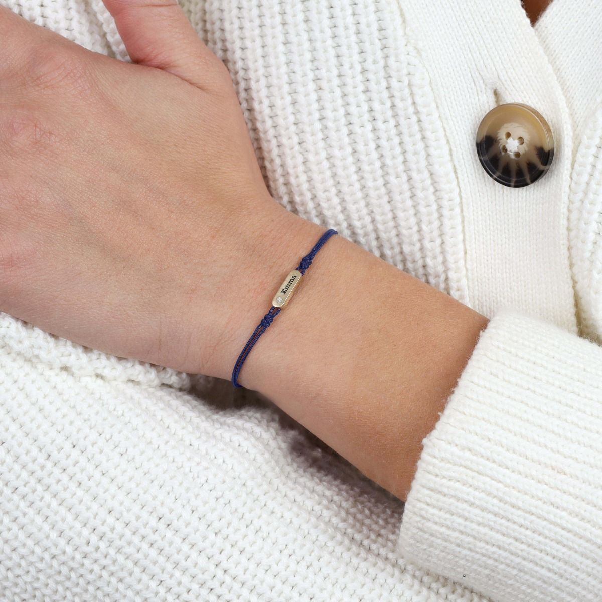 My Story Diamond Name Bracelet - Blue [14 Karat Gold]