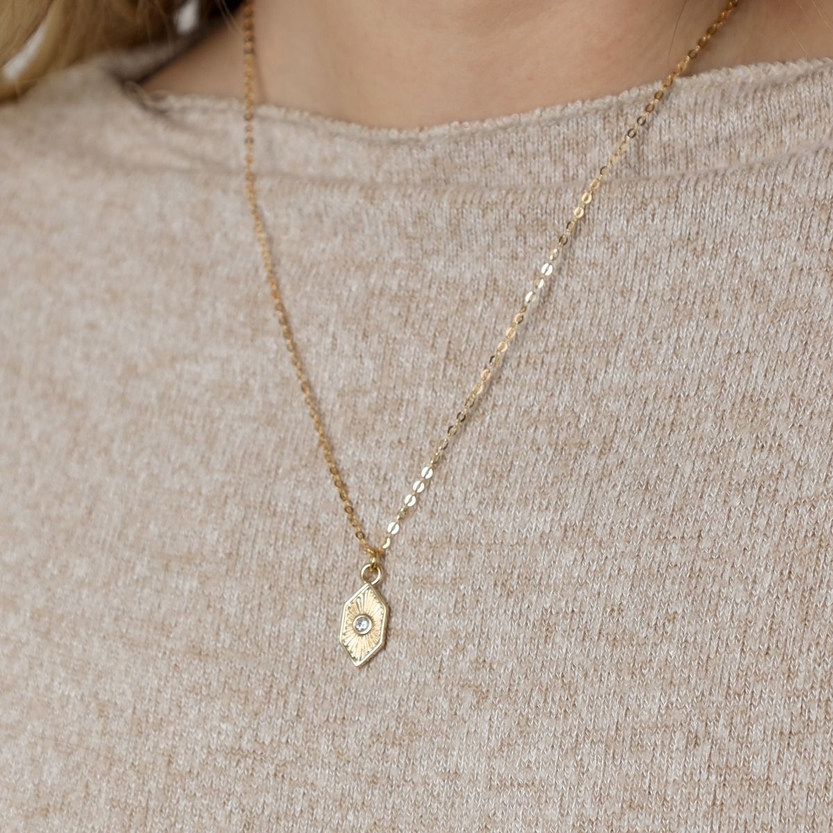 Sun Goddess Hexagon Necklace