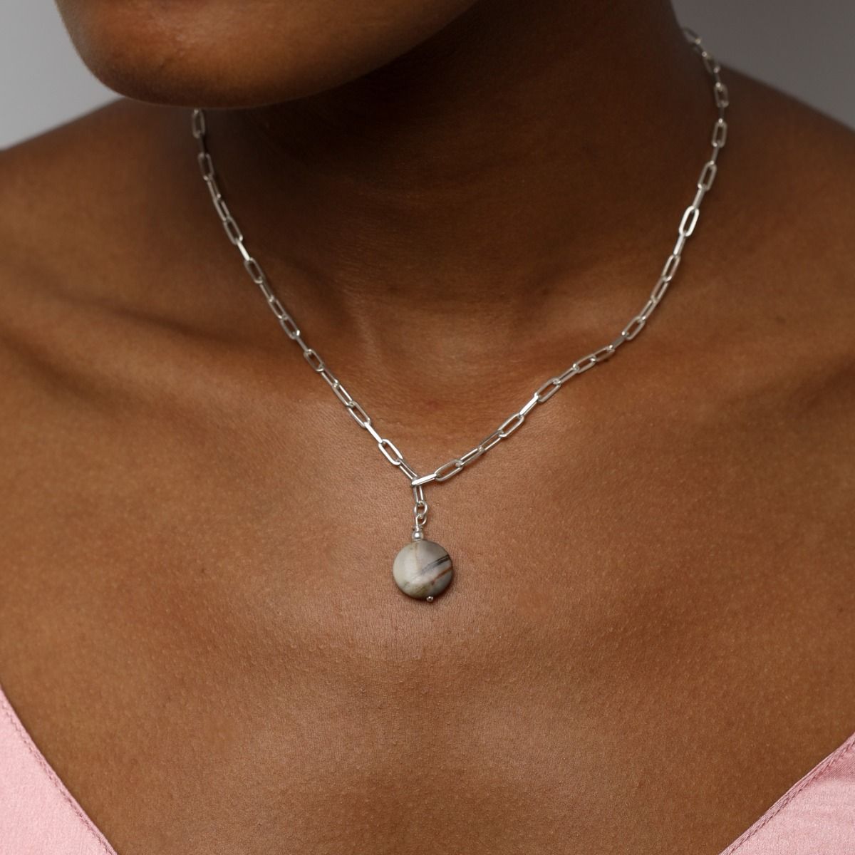 Jupiter Shine Picasso Jasper Necklace [Sterling Silver]