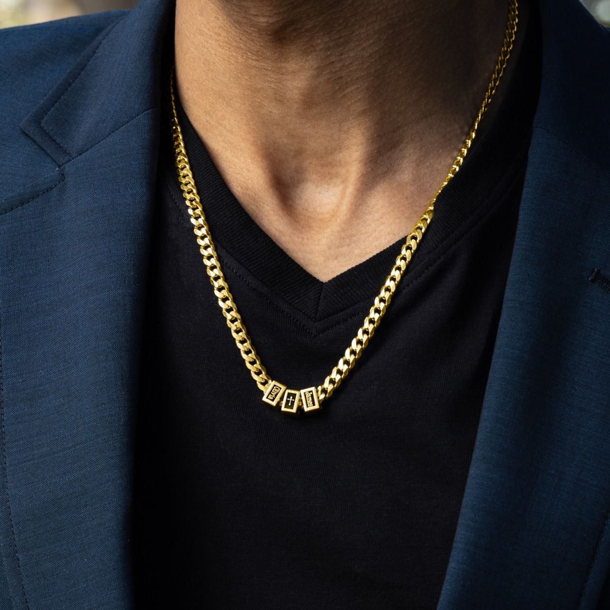 Cross Cuban Link Chain With Names - 5mm [18K Gold Vermeil]