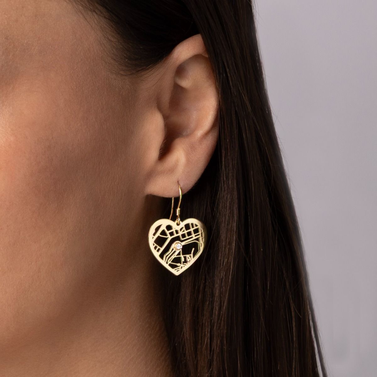 Ties of Heart Map Earrings [18K Gold Vermeil]