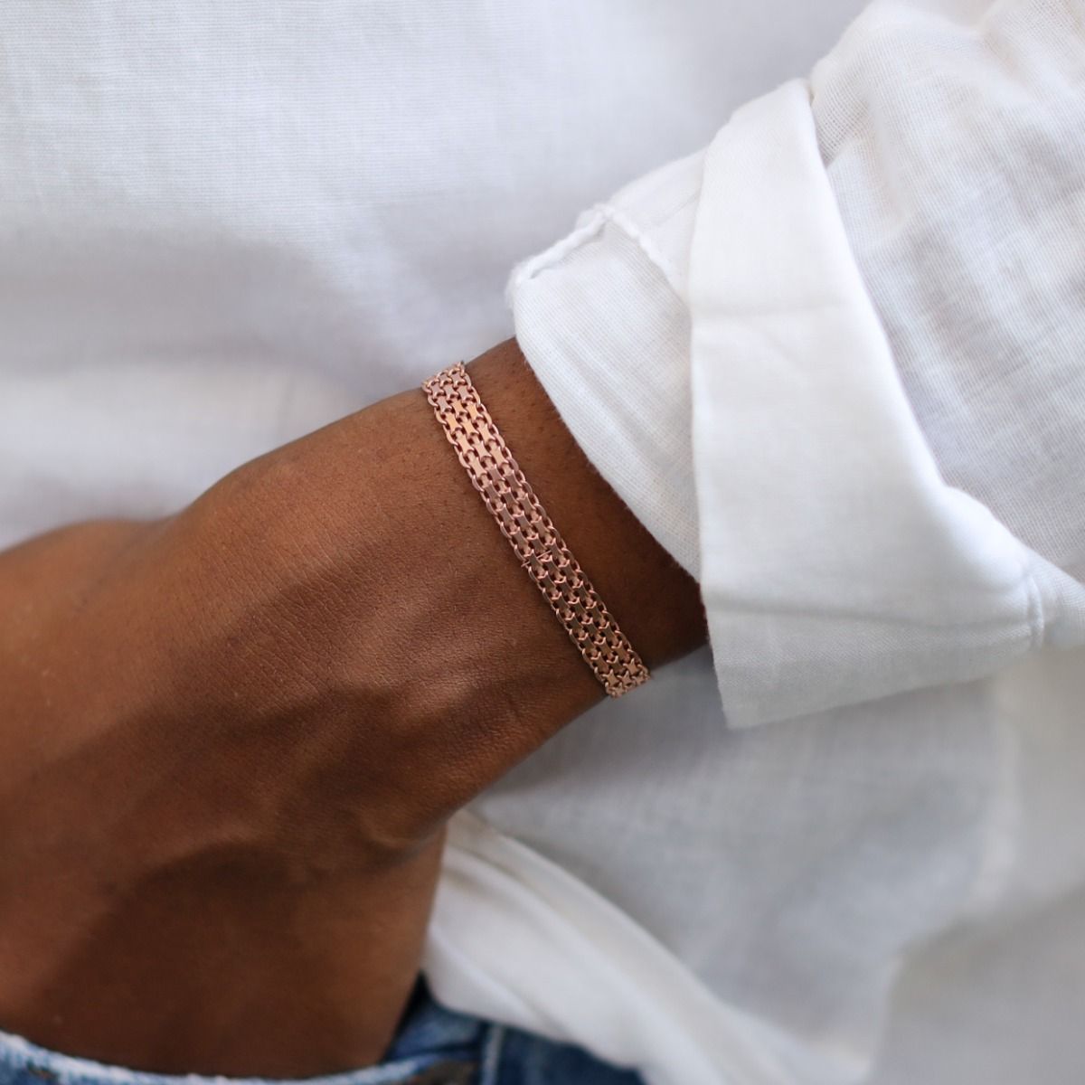Herringbone Bracelet - 18k Rose Gold Plated
