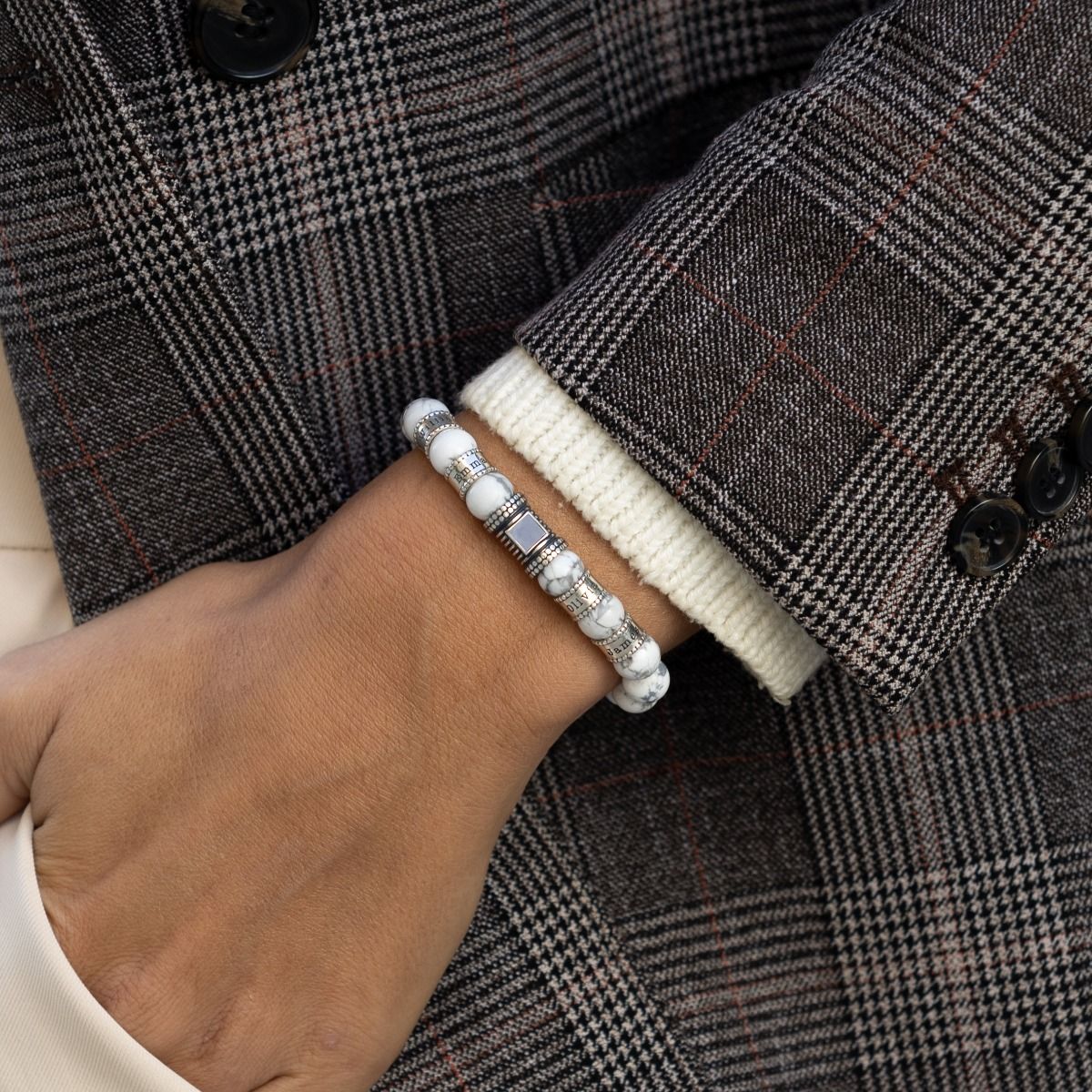 Howlite Women Name Bracelet With Nano Bible [Sterling Silver]
