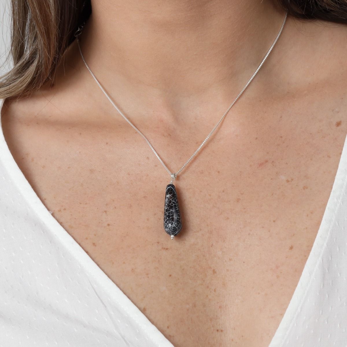 Lifelines Agate Necklace [Sterling Silver]