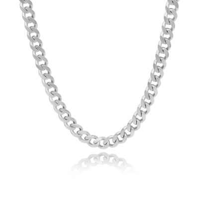 Curb Chain Necklace with Custom Nameplate [Sterling Silver] - 8MM
