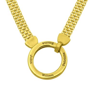 Big Family Circle Name Necklace [18K Gold Plated]