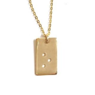 Classic Bar Braille Initial Necklace  - 18k gold plated