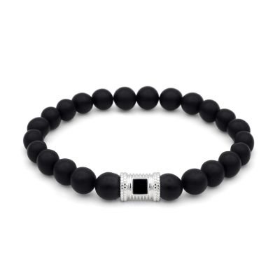 Black Onyx Men Bracelet With Nano Bible