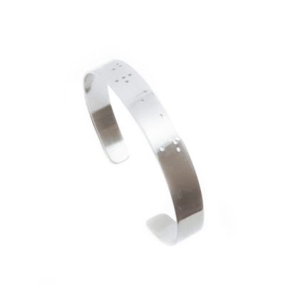 Thin Inspiration Braille Cuff - Silver Plated