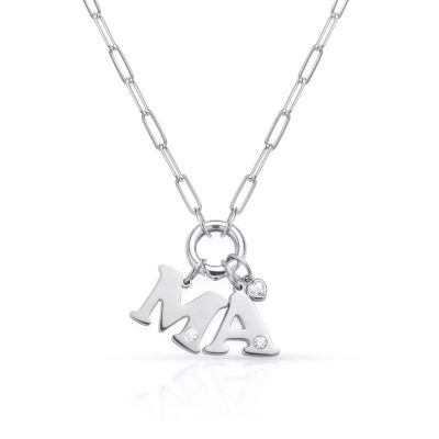 Crystal Bubble Initial Necklace [Sterling Silver]