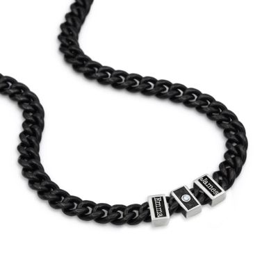 Dark Cuban Link Chain Name Necklace with Diamond