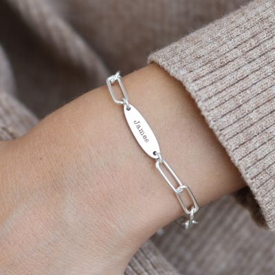 Paperclip Style Name Bracelet [Sterling Silver]