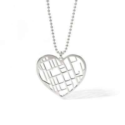 Heart Map Necklace [14 Karat White Gold]