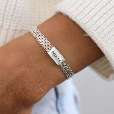 Herringbone Name Bracelet [Sterling Silver]