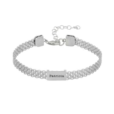 Herringbone Name Bracelet [Sterling Silver]