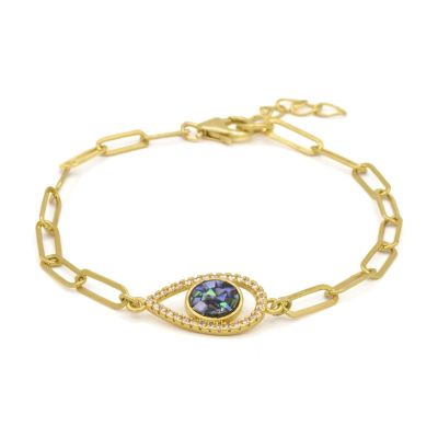 Paperclip Style Hypnos Evil Eye Bracelet [18k Gold Plated]
