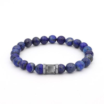 Lapis Lazuli Men Bracelet with Nano Bible 