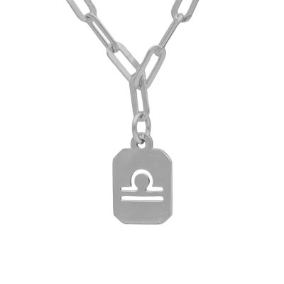 Paperclip Style Zodiac Necklace [Sterling Silver]
