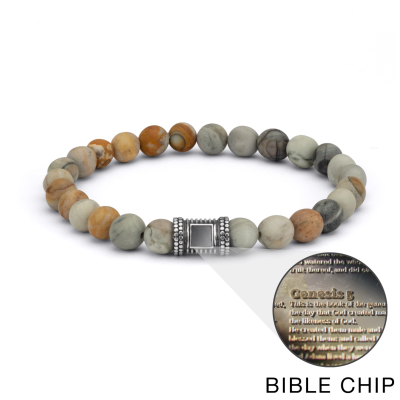 Picasso Jasper Men Bracelet with Nano Bible