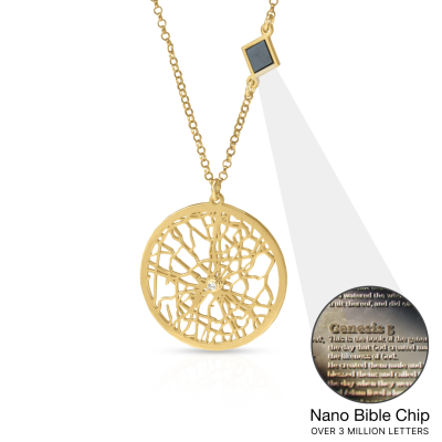 Precious Spot Map Necklace with Nano Bible [18K Gold Vermeil]