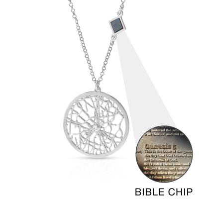 Precious Spot Map Necklace with Nano Bible [Sterling Silver]