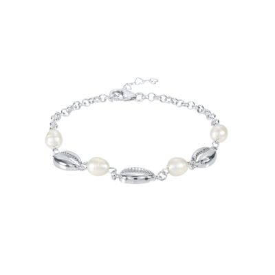 Ocean Spirit Pearl Bracelet - 3 Shells [Sterling Silver]