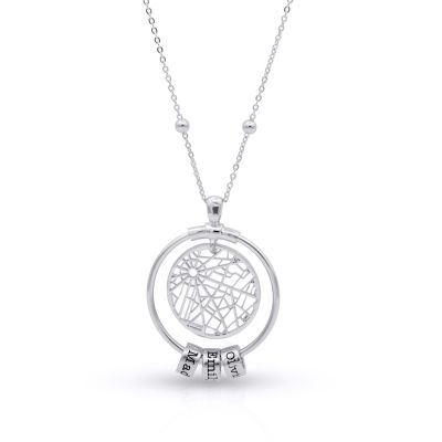 Map Necklace with Names [Sterling Silver]