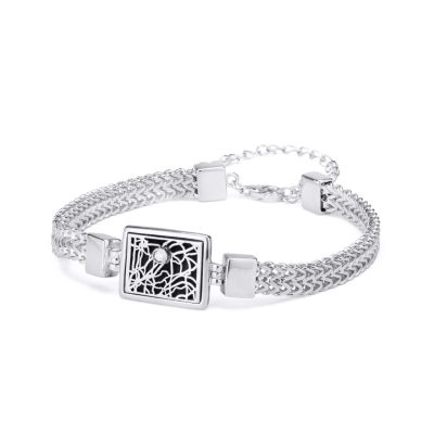 Treasured Spot Map Silhouette Bracelet with Braided Chain [Sterling Silver]