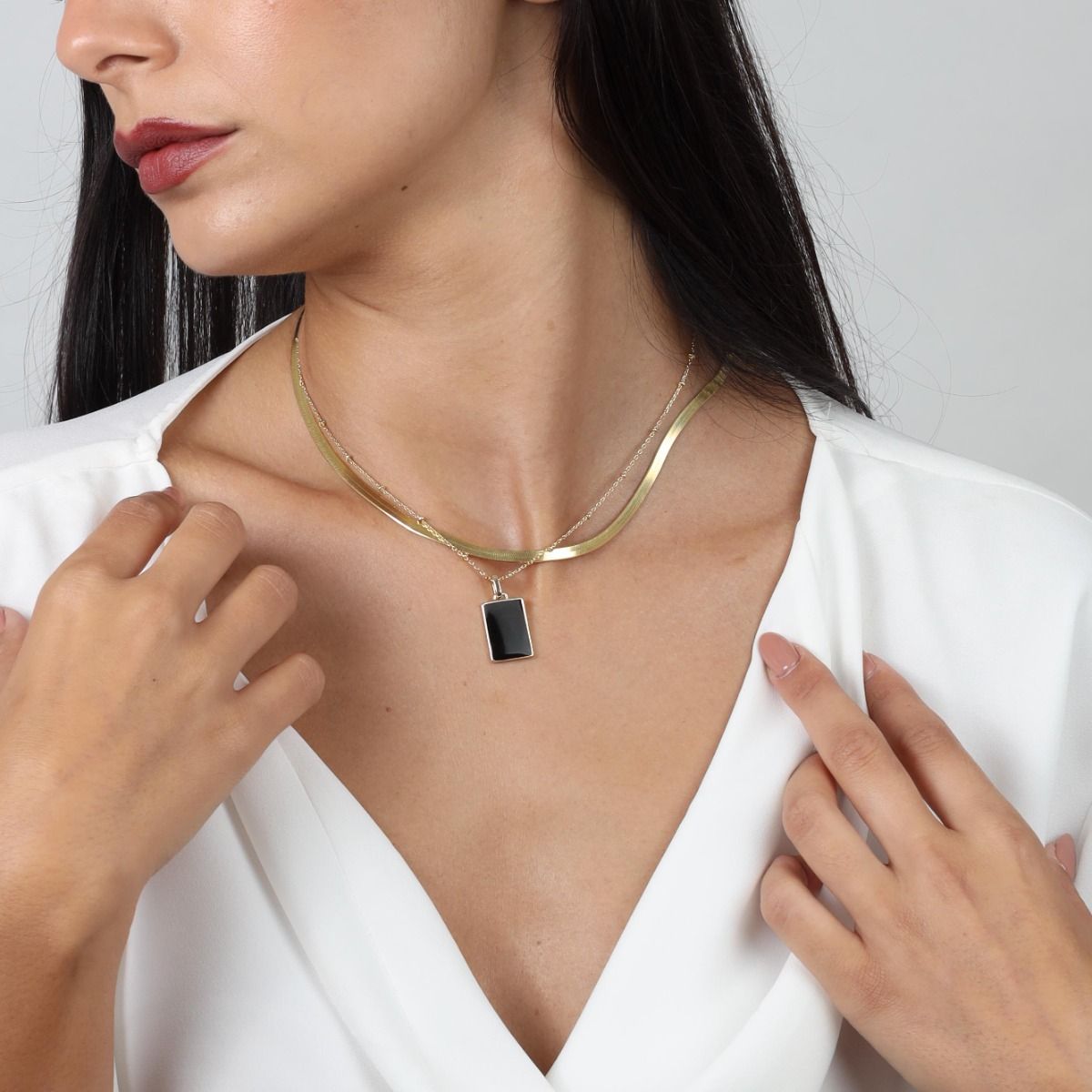 Ann Onyx Tag Necklace For Women by Braillo Ann Onyx Tag Necklace For Women by Braillo